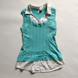 Vtg Layered Collared Top